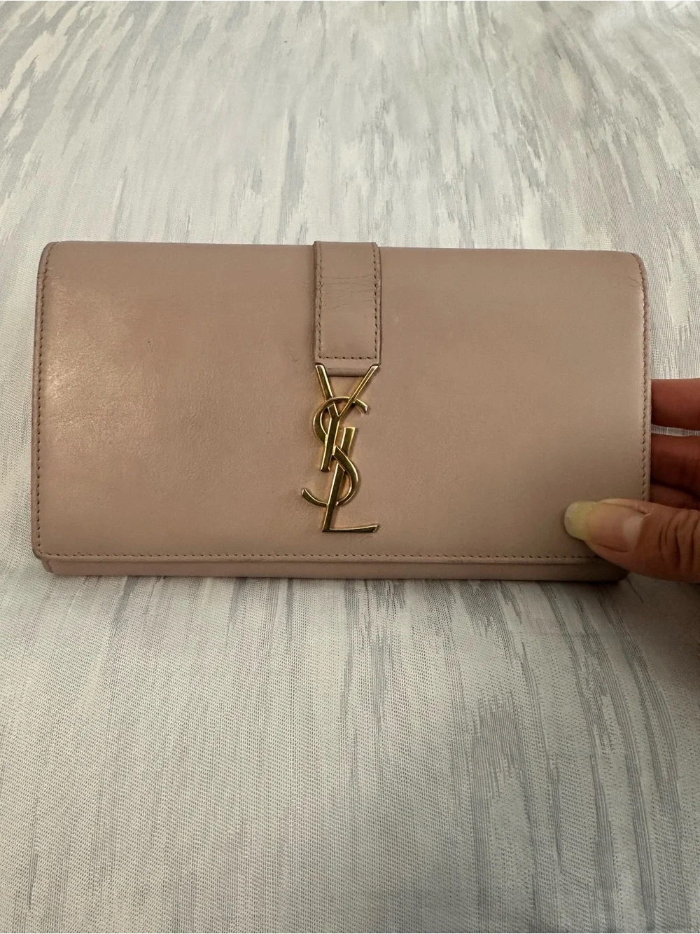 Saint Laurent Blush Pink Wallet with Gold Hardware